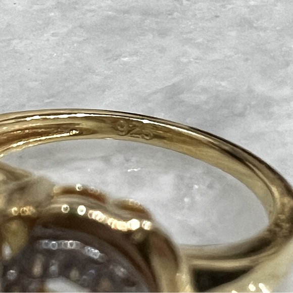 Green Amethyst White Zircon 14K YG Sterling Silver Ring - Picture 13 of 13